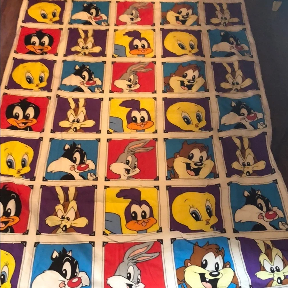 Vintage Warner Bros Looney tunes 3 Piece bedroom curtains Kids 44”W 63in L